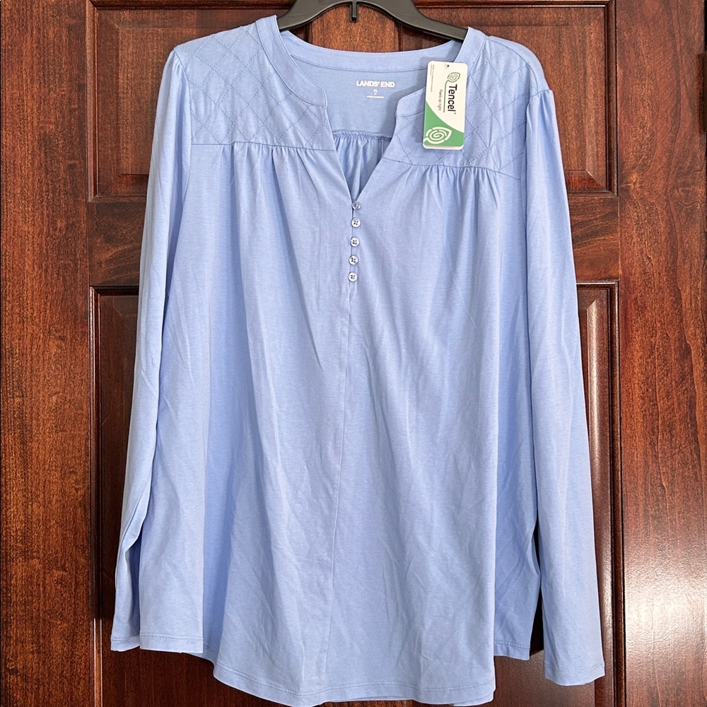 Lands' End Sky Blue Buttoned Blouse